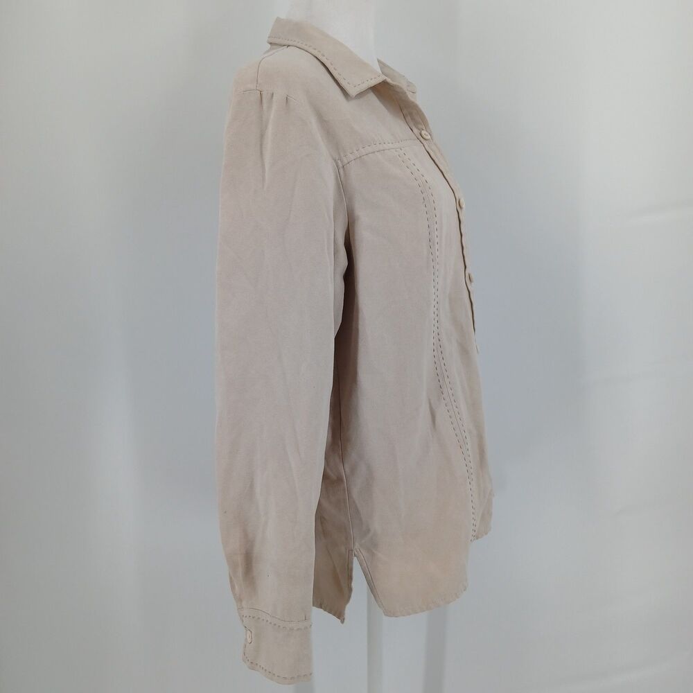 Relativity Women's Tan Button Down Shirt Size M Long Sleeve Lightweight Top